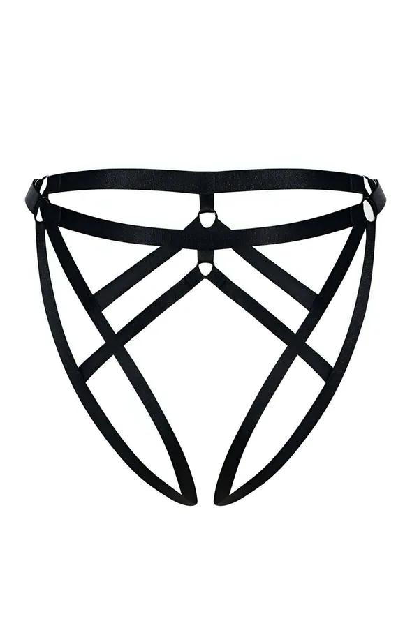 Harness Style Open Crotch Thong Panties - Seductive Intimates