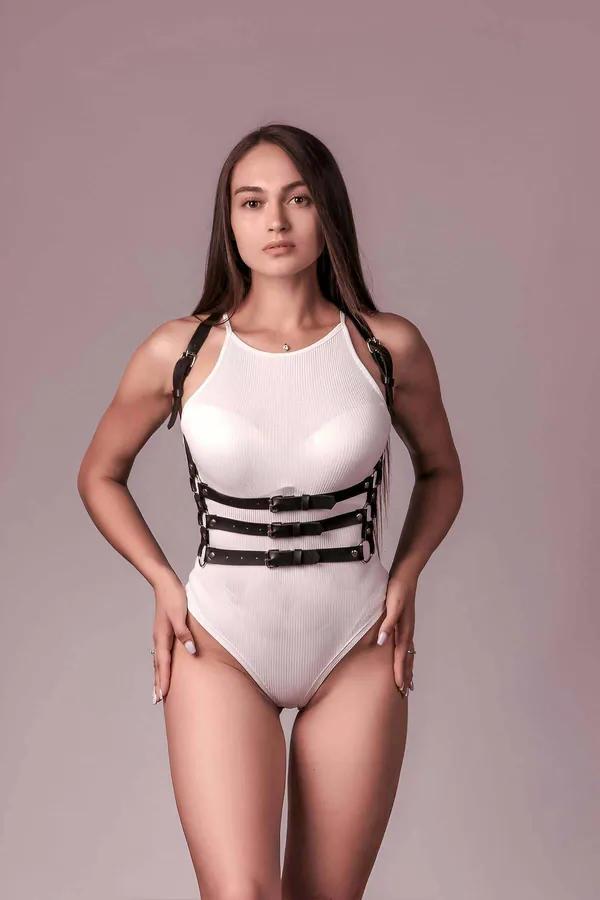 Body Harness Adjustable Faux Leather 3-Strap Fashion Accessory