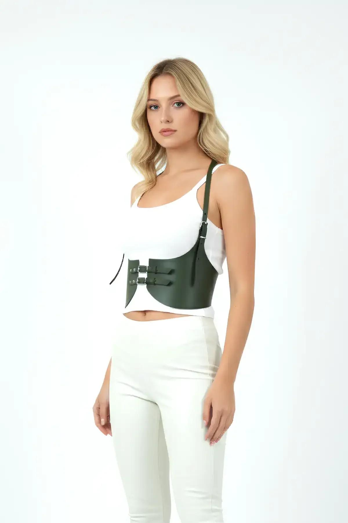 Women's Leather Corset Harness Belt - Adjustable Waist Cinch