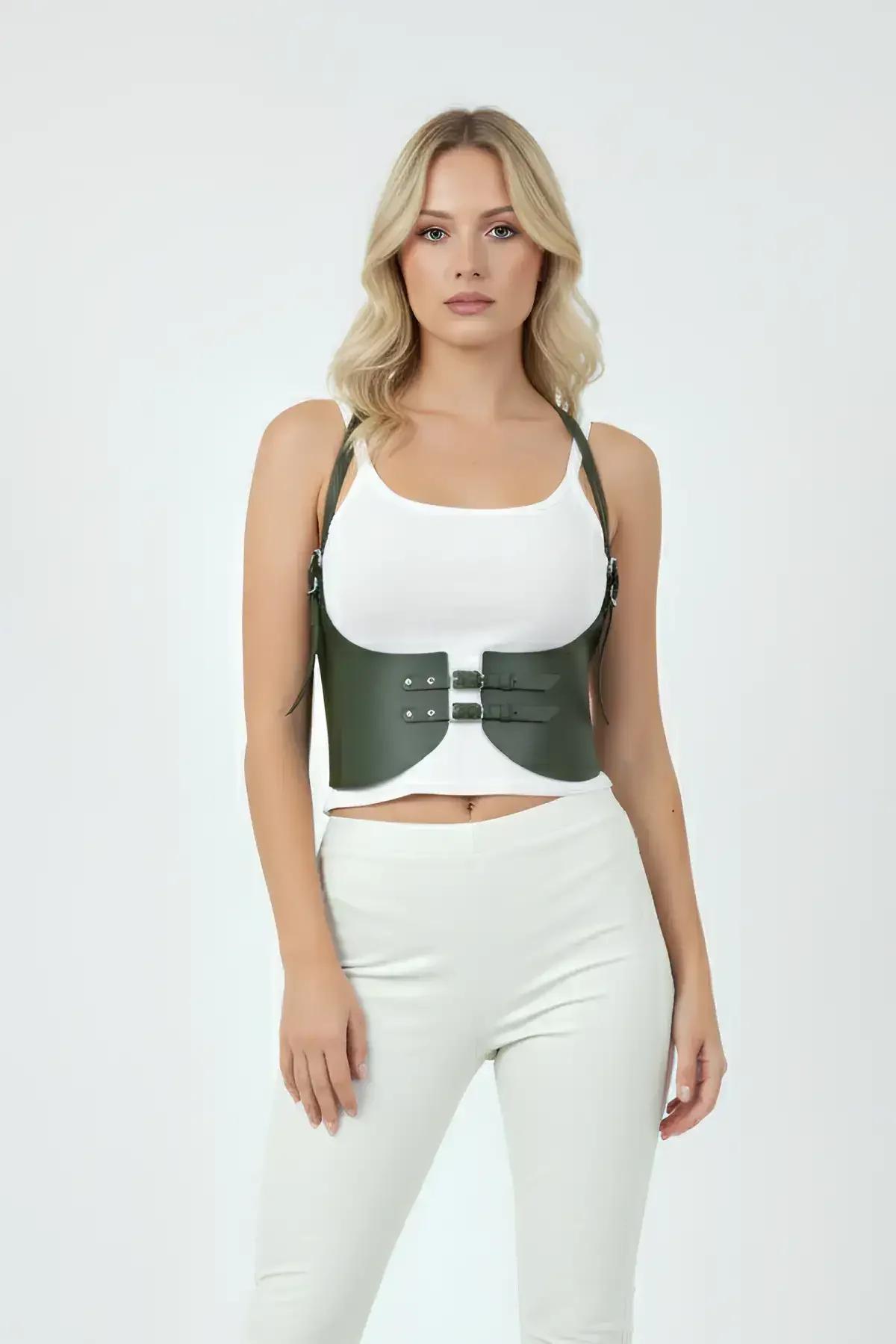 Women's Leather Corset Harness Belt - Adjustable Waist Cinch