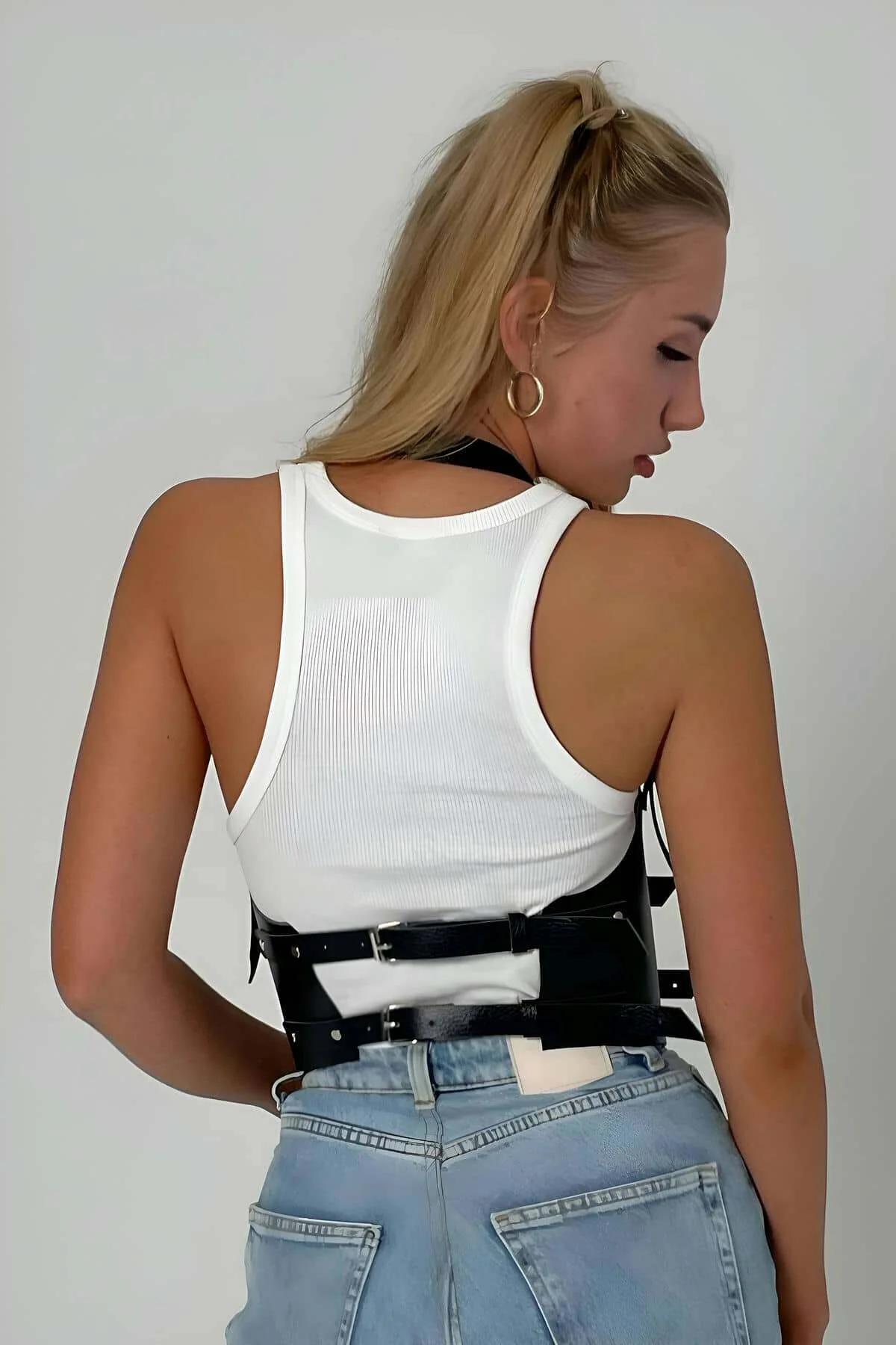 Leather Body Harness Corset Belt for Women - Adjustable Fashion Accessory