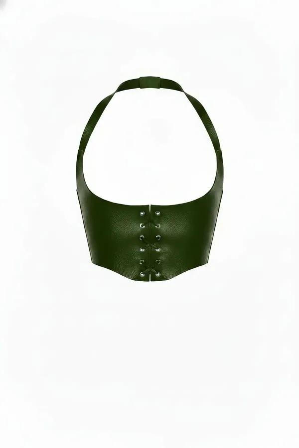 Halter Neck Underbust Corset with Front Lace-Up