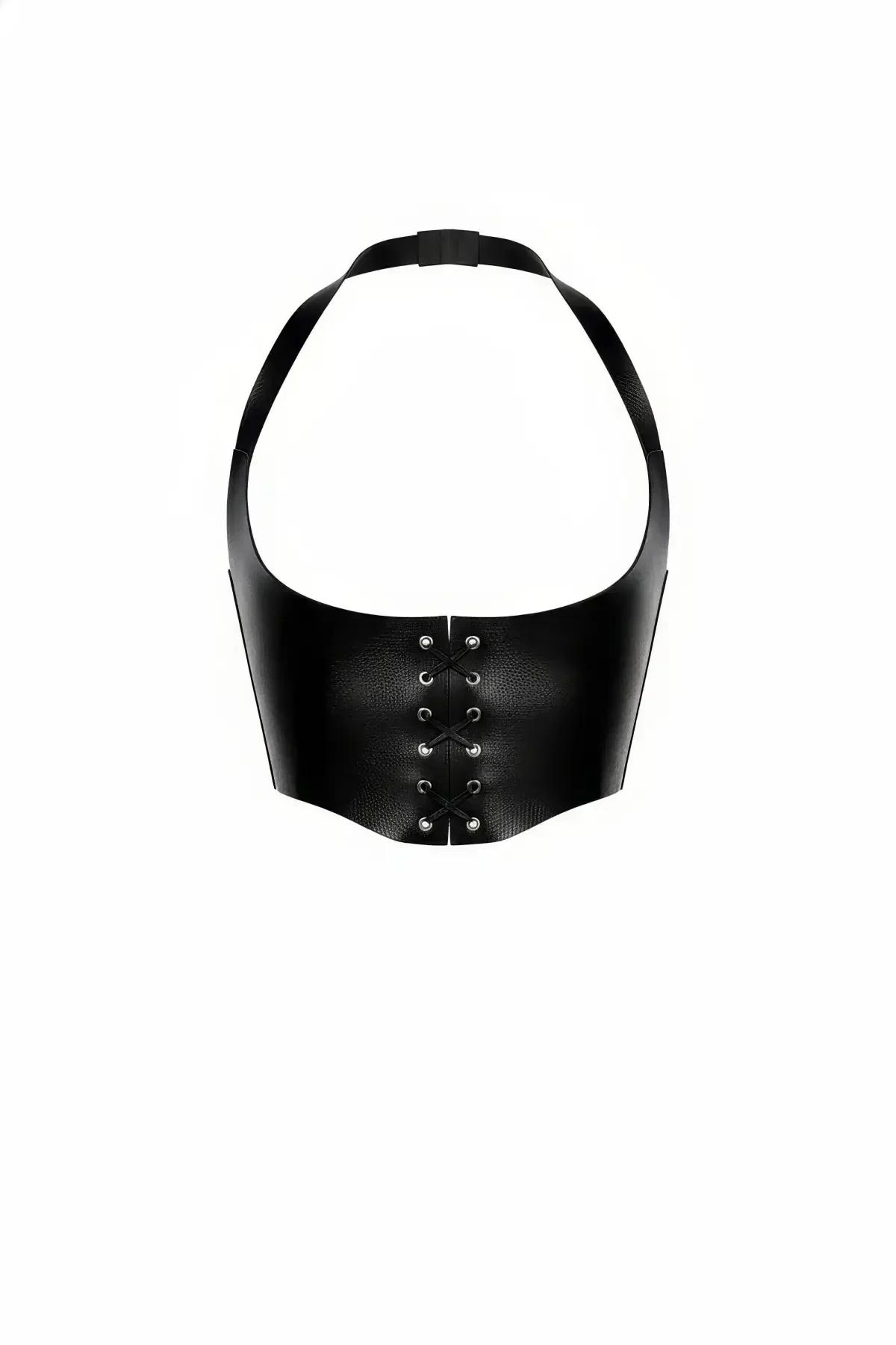 Underbust Halter Neck Faux Leather Corset Top