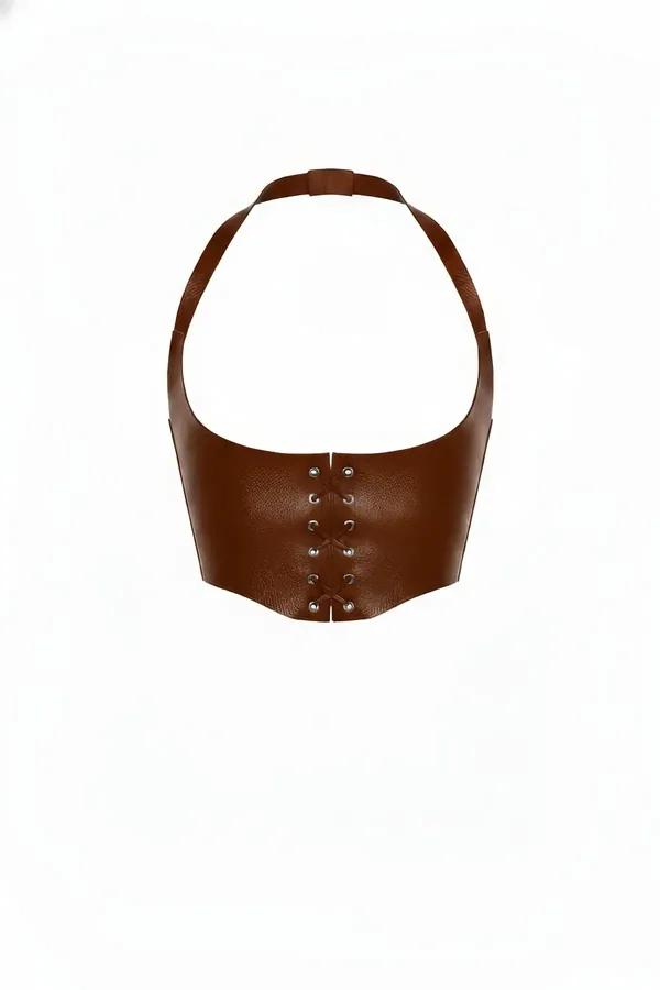 Halter Neck Underbust Corset Top with Front Lacing