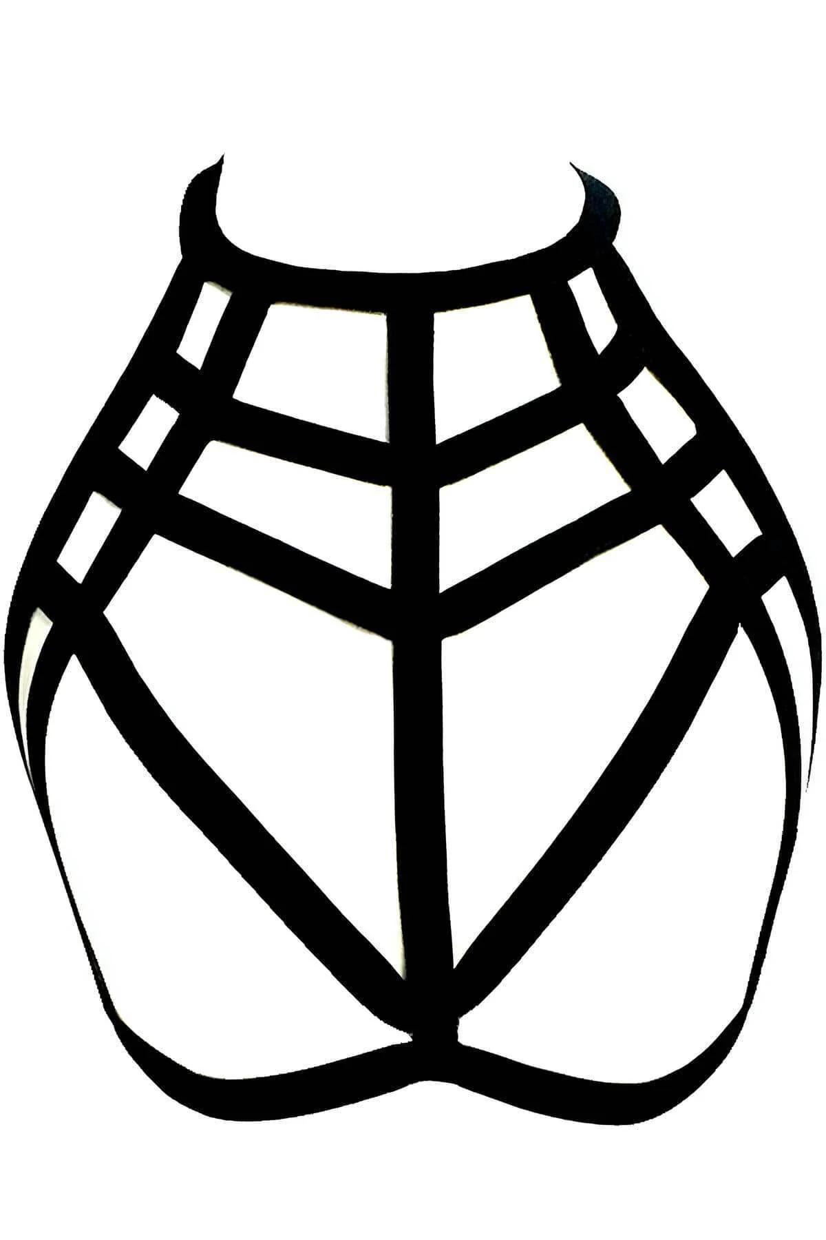 Fashion Chest Harness - Adjustable Black Geometric Strappy