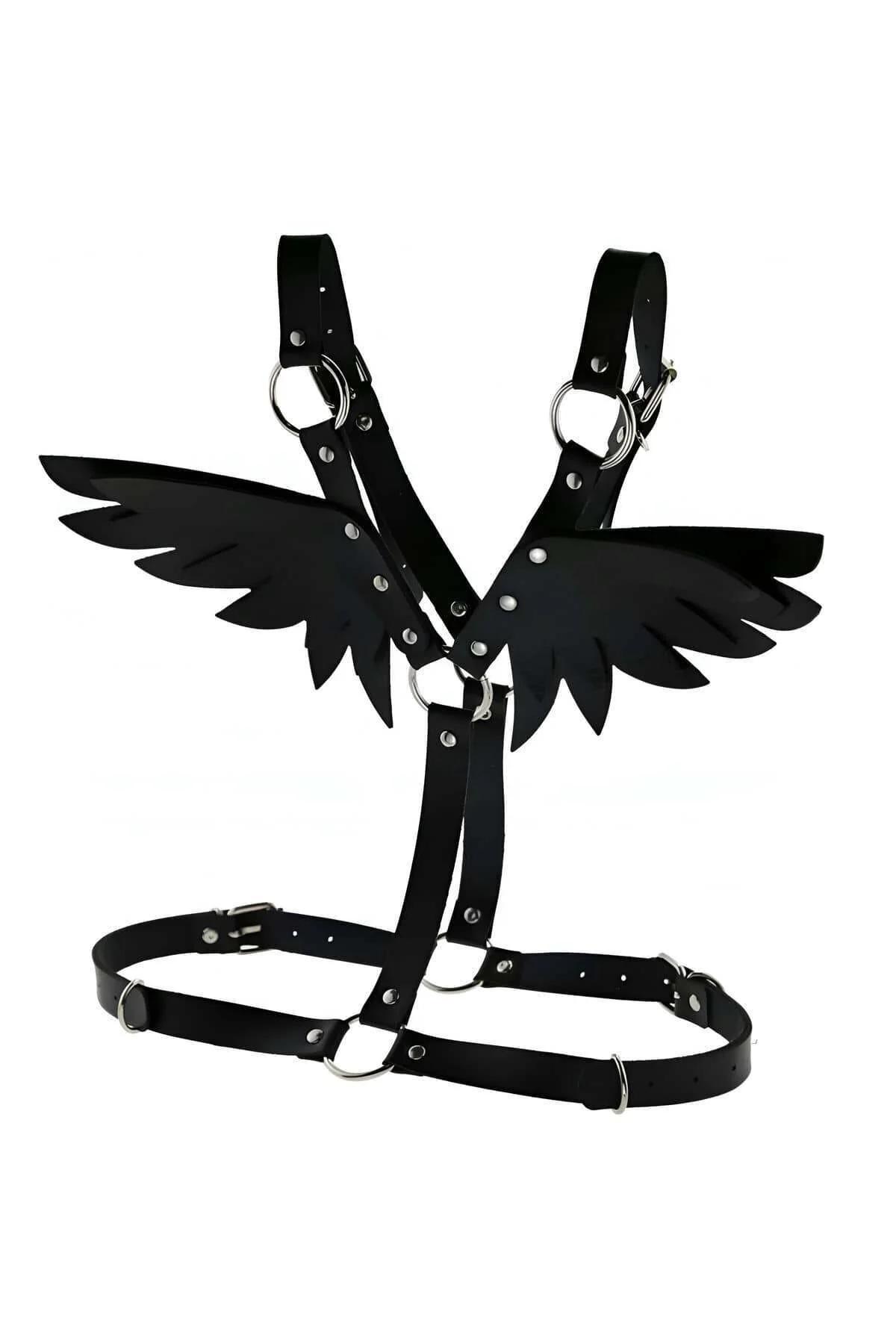 Black Angel Wing Body Harness with O-Ring