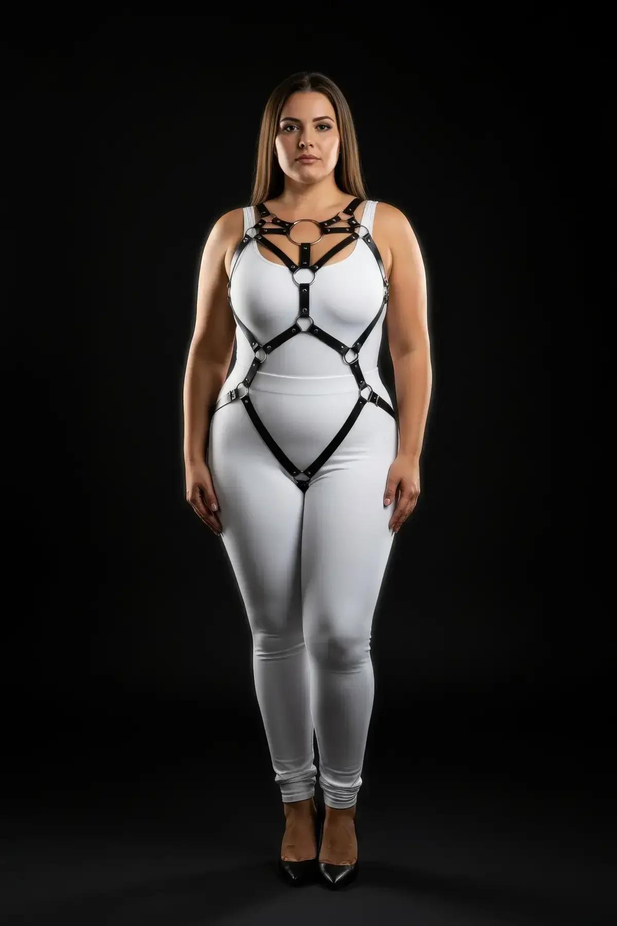 Full Body Harness with Central O-Ring and Garter Straps