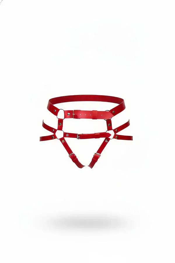 Red Faux Leather Waist & Crotch Harness