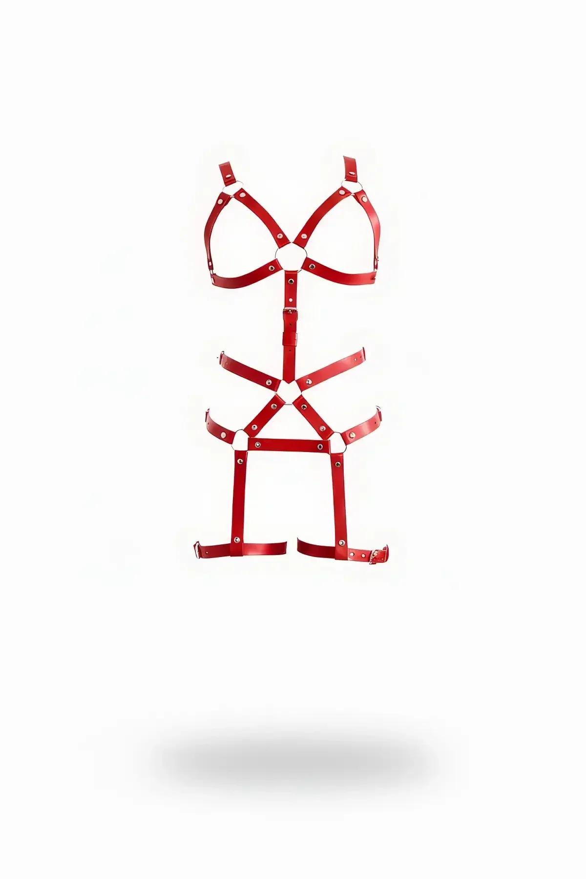 Red O-Ring Full Body Harness with Thigh Straps