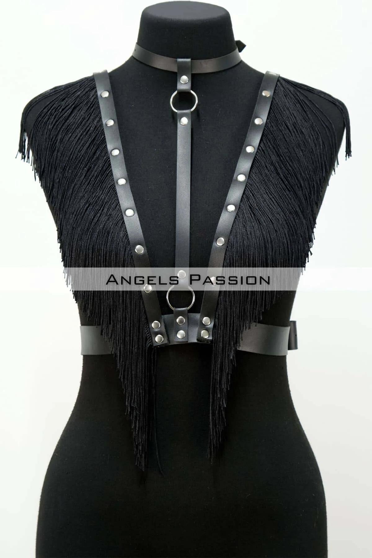 Fringe Leather Chest Harness - Adjustable Body Accessory