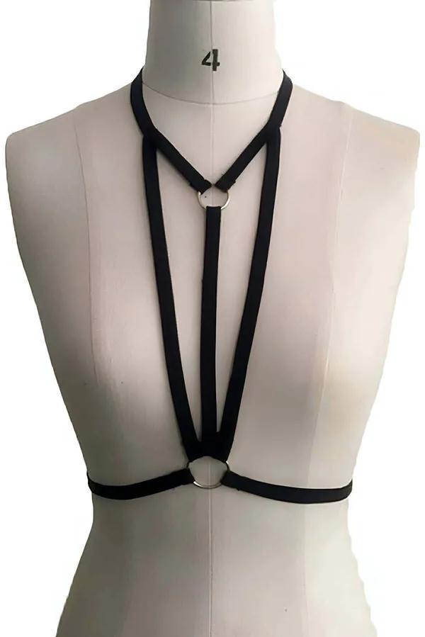 Black Body Harness | Adjustable Strappy Chest Lingerie