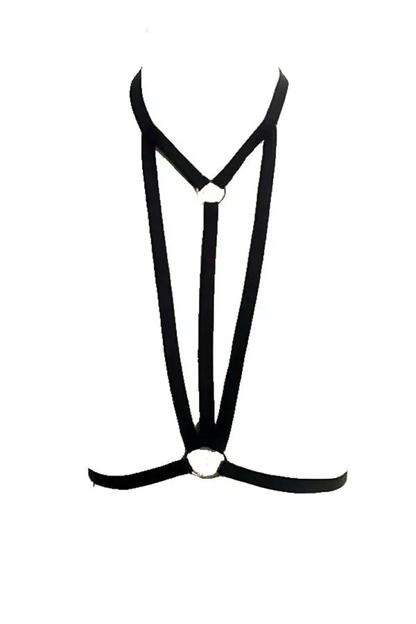 Black Body Harness | Adjustable Strappy Chest Lingerie