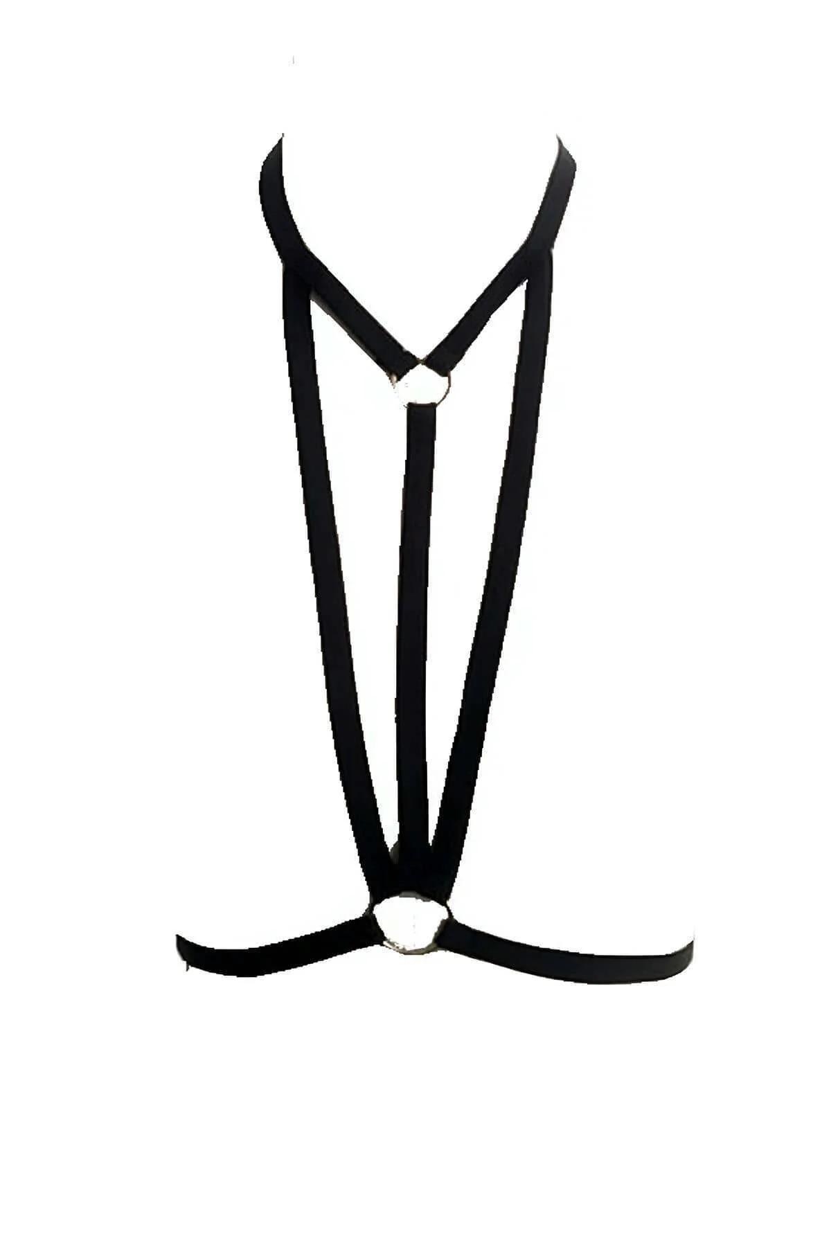 Black Body Harness | Adjustable Strappy Chest Lingerie