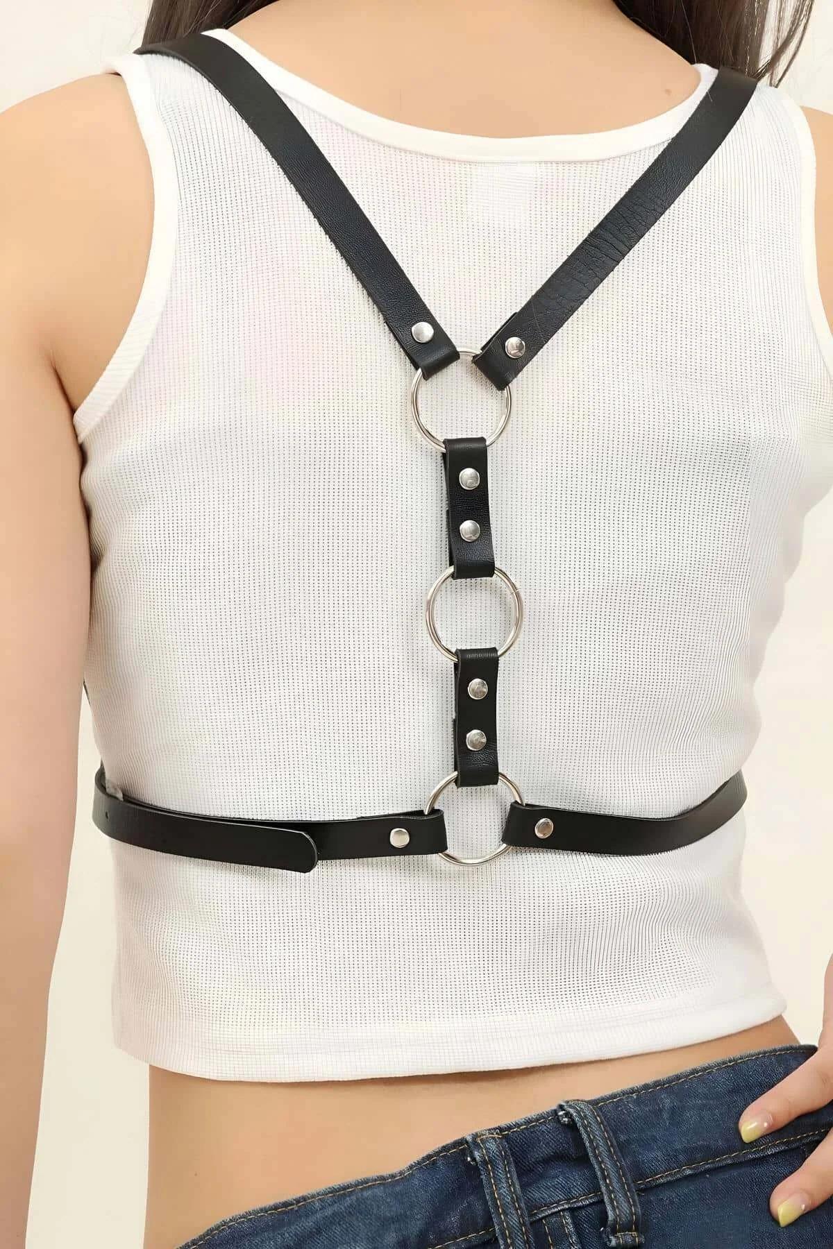 Women's Leather Body Harness – Adjustable Style Accessory