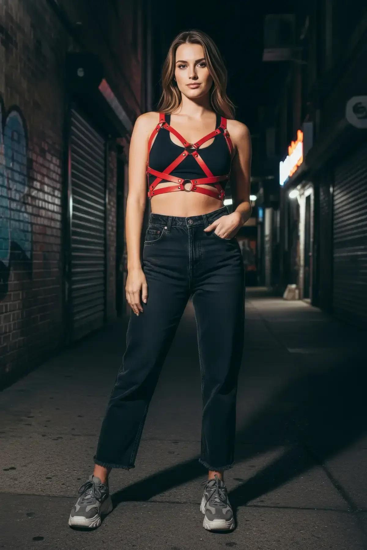 Chest Harness with Double O-Ring Detail and Adjustable Straps