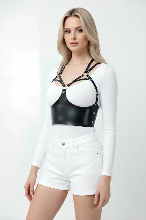 Leather Body Harness Bustier for Women - Adjustable Fashion