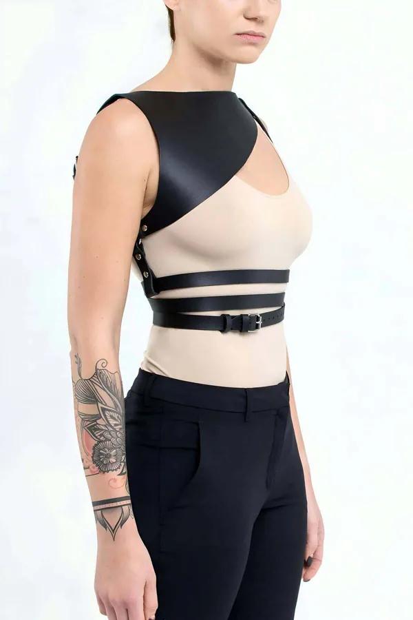 Leather Chest Harness – Adjustable Body Accessory for Women