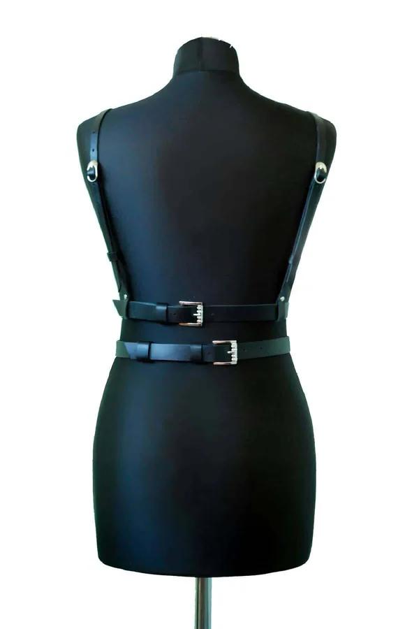 Adjustable Leather Body Harness with Studs & O-Rings