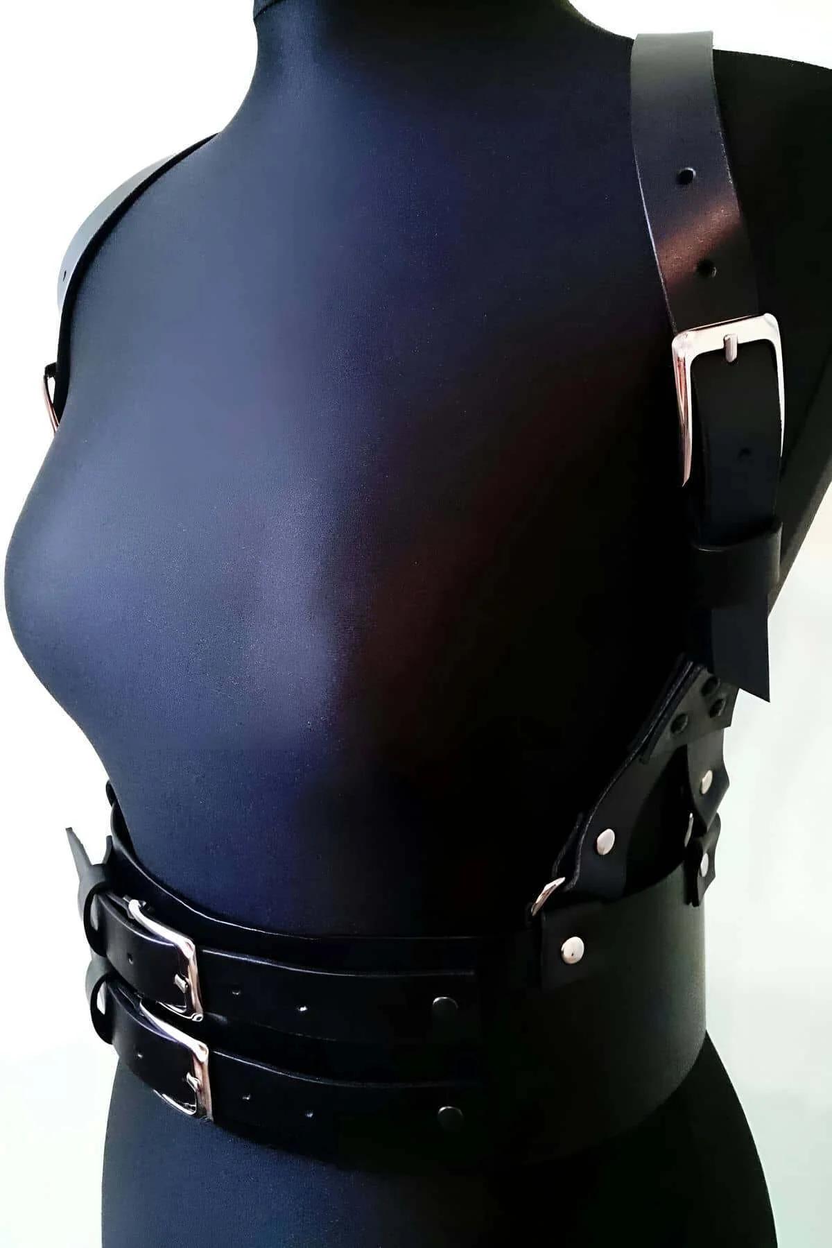 Leather Harness Belt, Adjustable Strappy Waist Corset