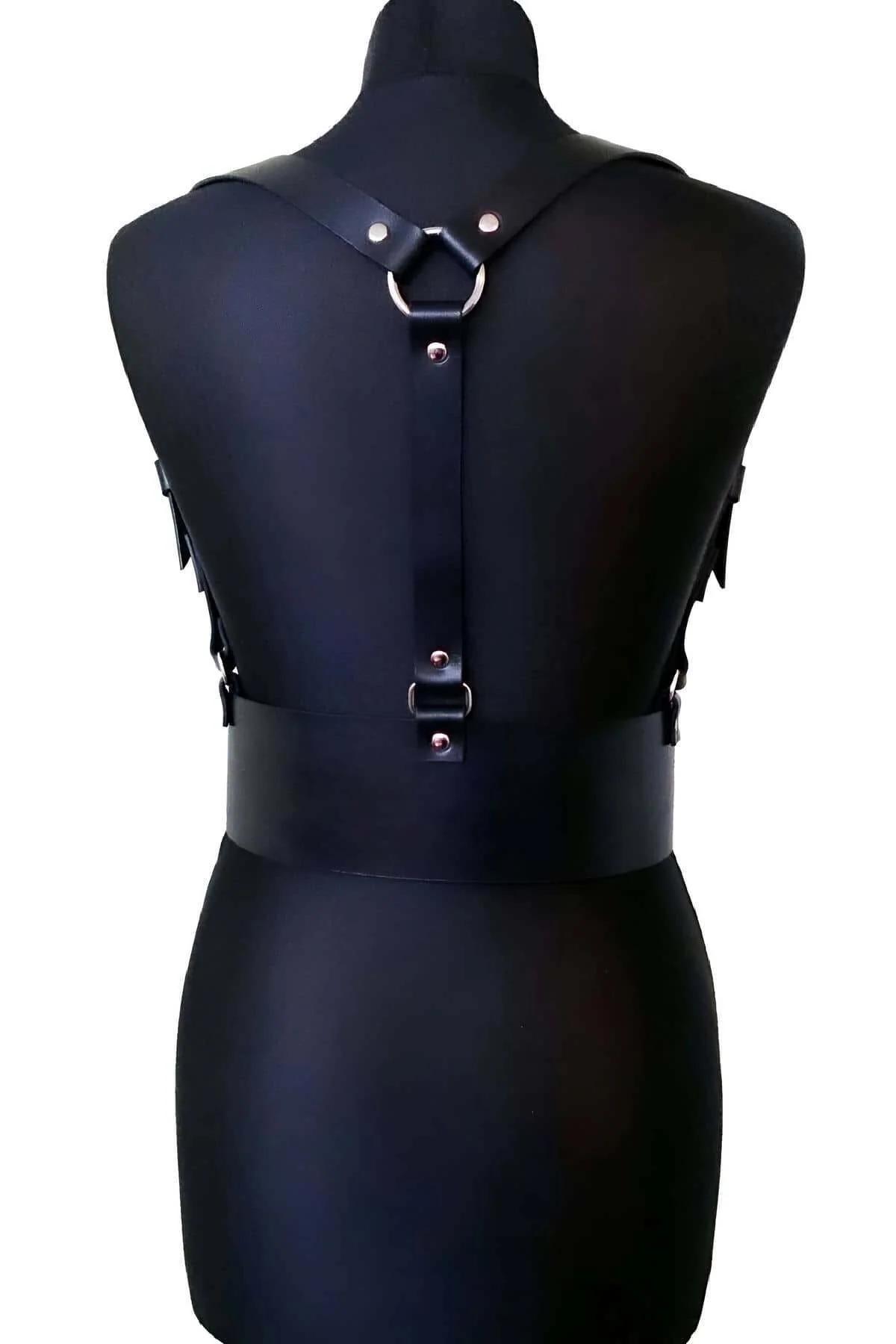 Leather Harness Belt, Adjustable Strappy Waist Corset