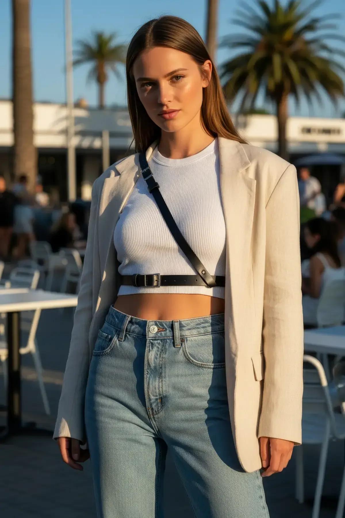 Slim Faux Leather Waist Belt with Silver Buckle