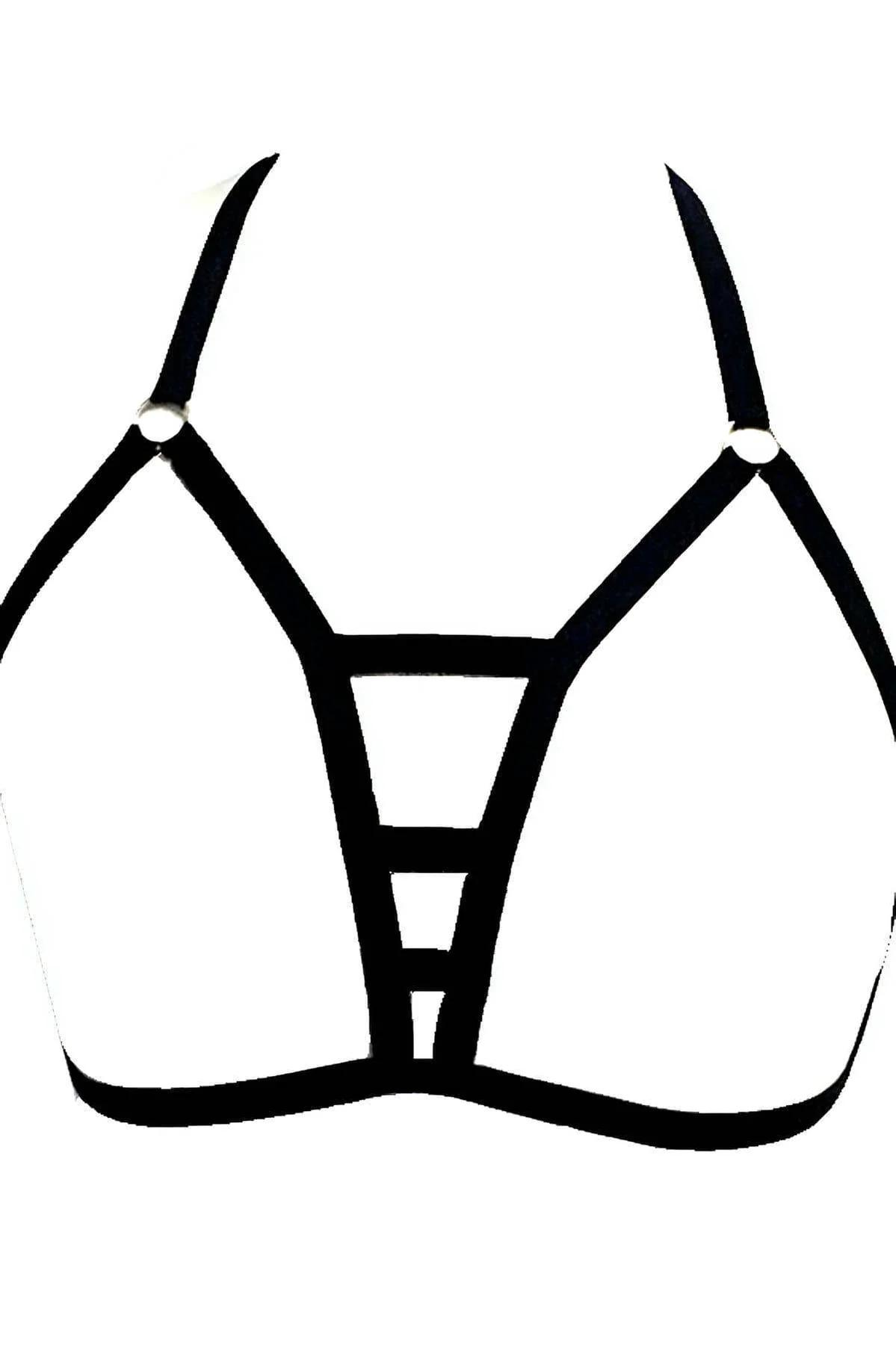 Black Adjustable Body Harness Top Strappy Design