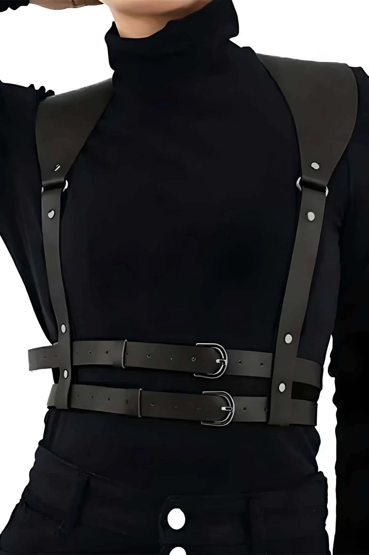 Adjustable Leather Chest Harness for Men's Fashion Style