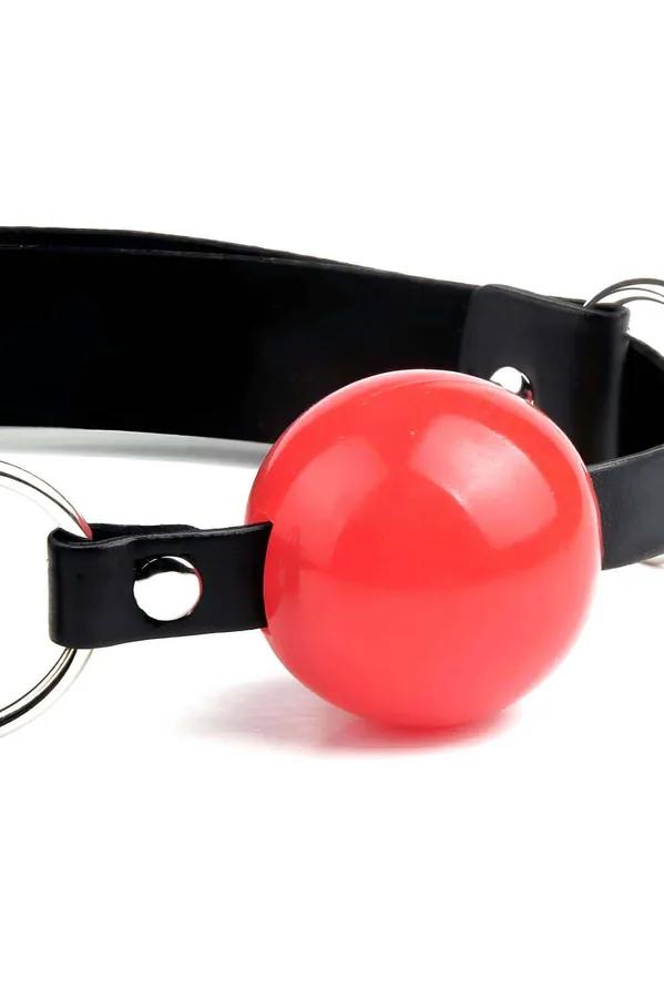 Adjustable Vegan Leather Ball Gag with Red Ball