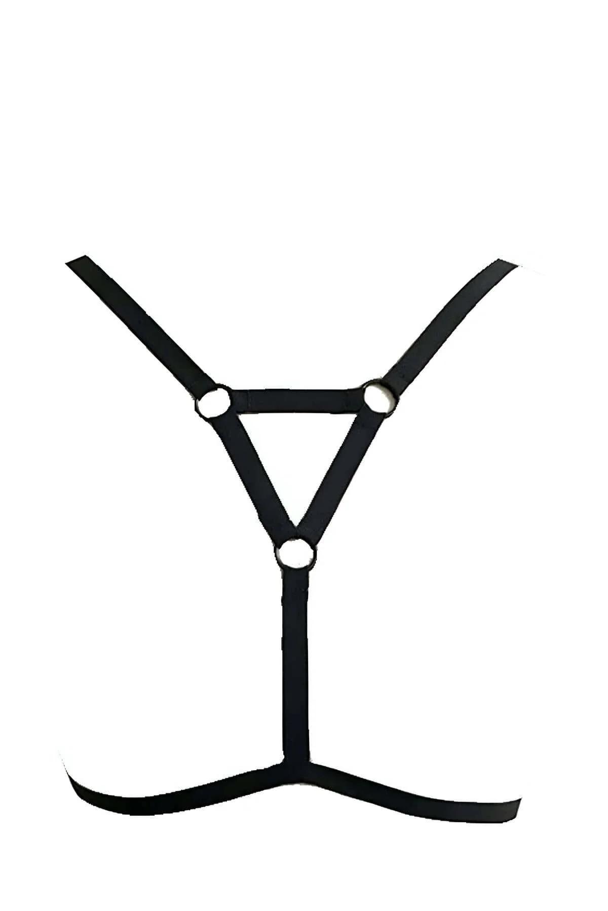 Adjustable Black Strappy Chest Harness Body Accessory