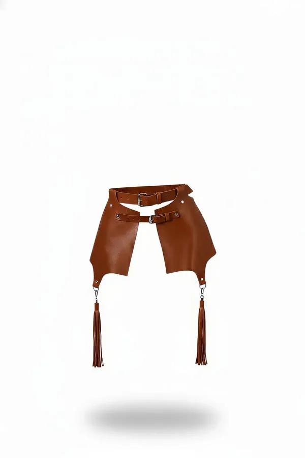 Tan Waist Harness with Buckle Details and Tassels