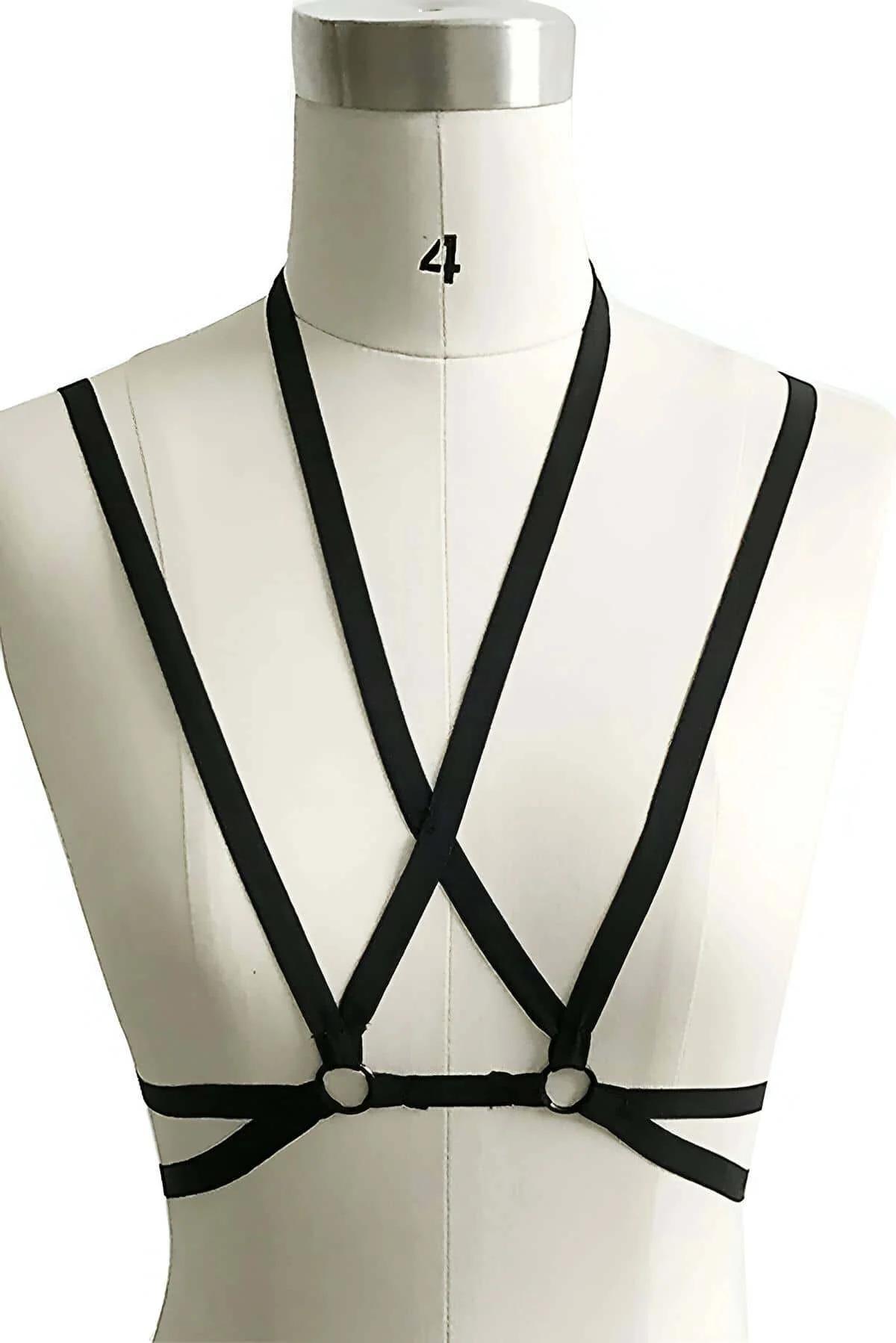 Adjustable Chest Harness - Strappy Black Body Accessory