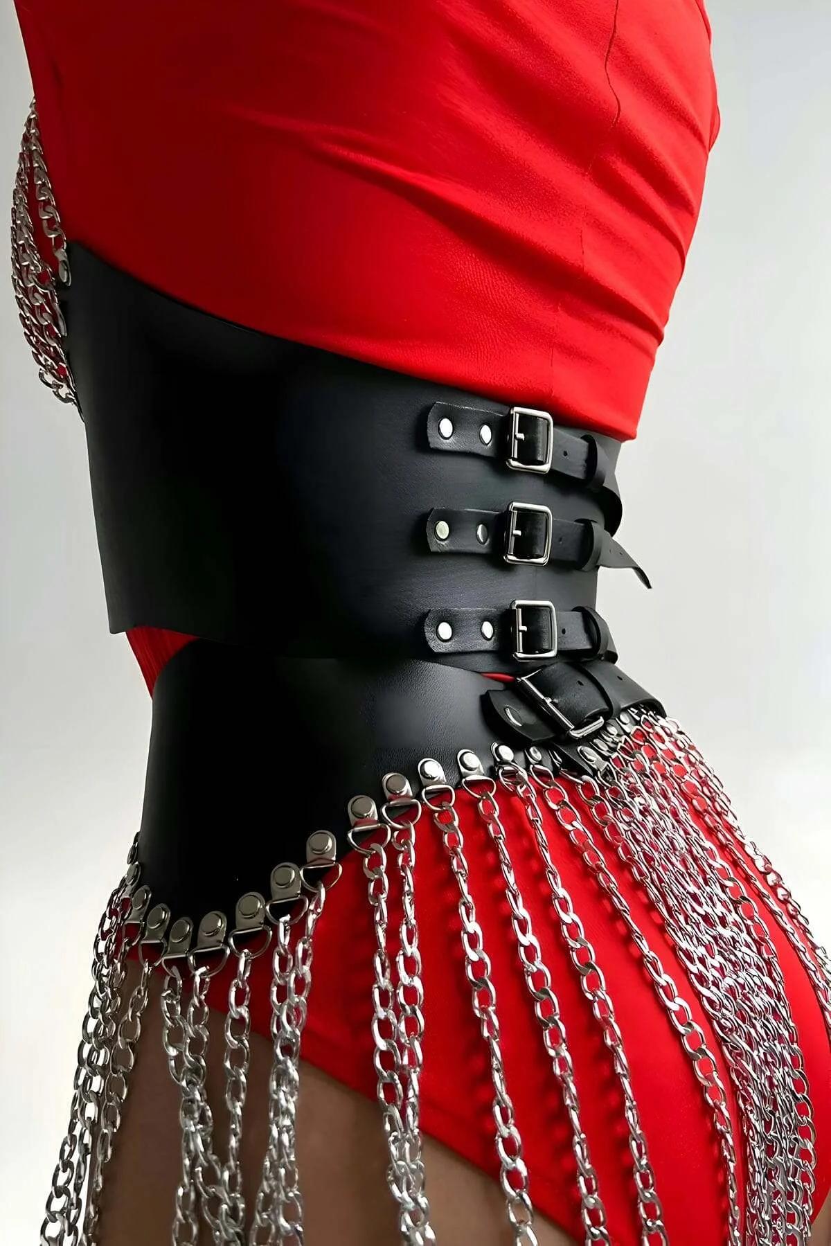 Fashion Body Harness Set - Chain Bustier & Skirt Accessory