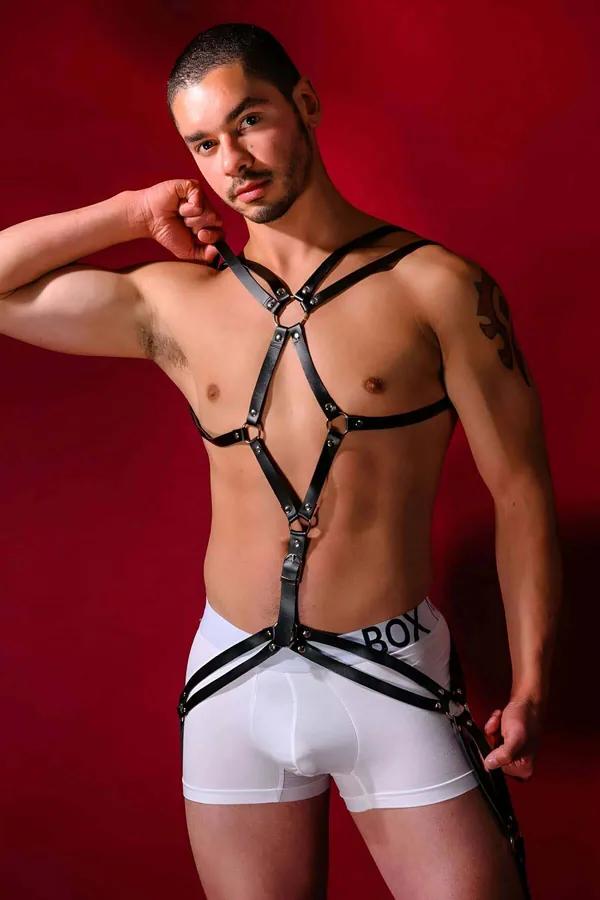 Men's Leather Body Harness – Adjustable Chest Straps