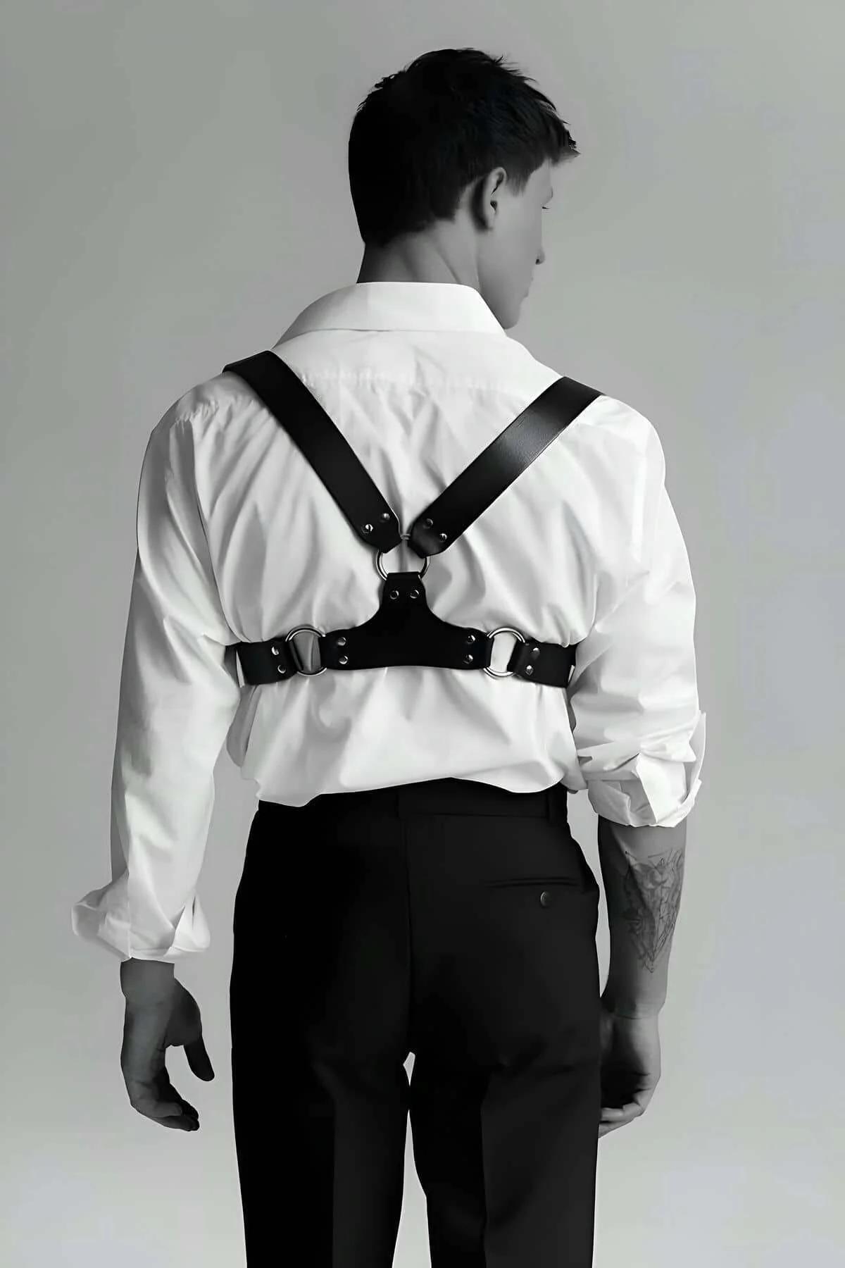 Men's Leather Harness - Adjustable Chest Body Strap