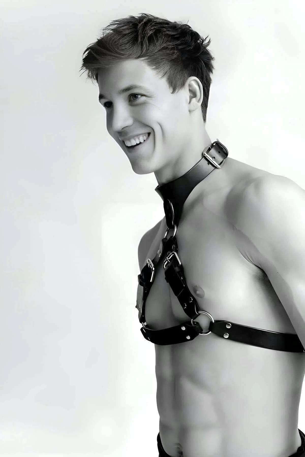 Mens Leather Harness Adjustable Chest Body Straps for Men