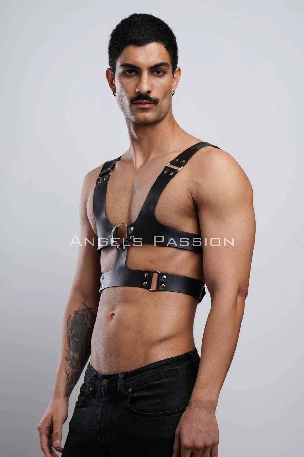 Men's Leather Harness - Adjustable Chest & Body Strap Design