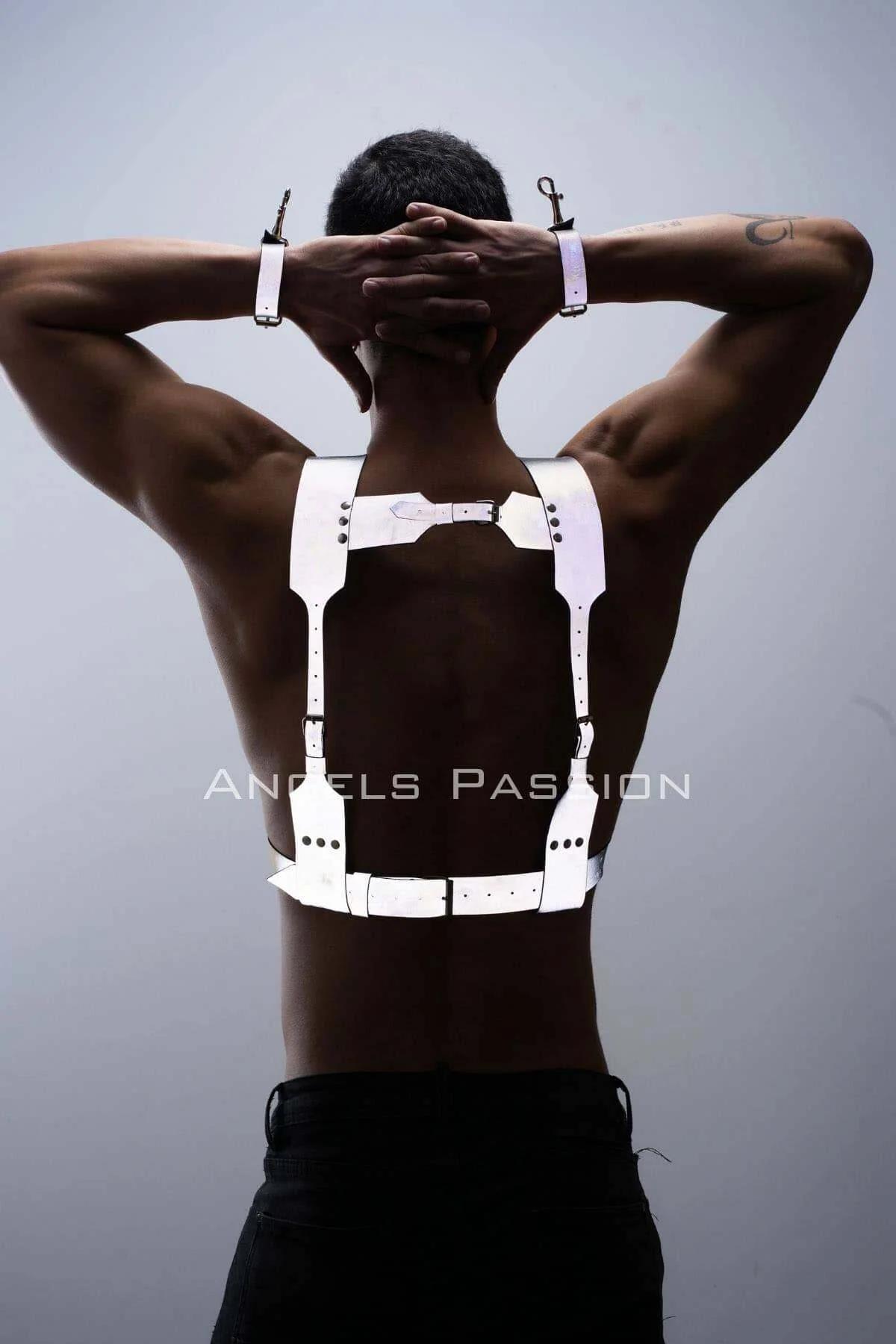 Reflective Men's Chest Harness & Wrist Cuffs Set Adjustable