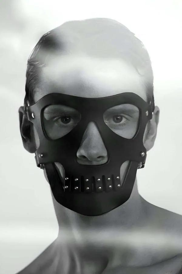 Skull Leather Mask - Adjustable Men's Face Accessory