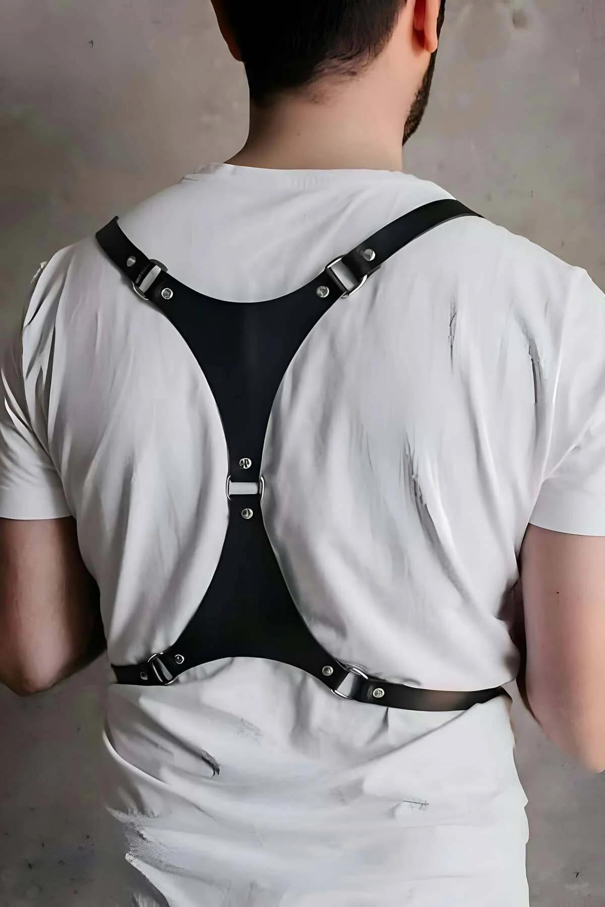 Men's Leather Chest Harness - Adjustable Body Straps