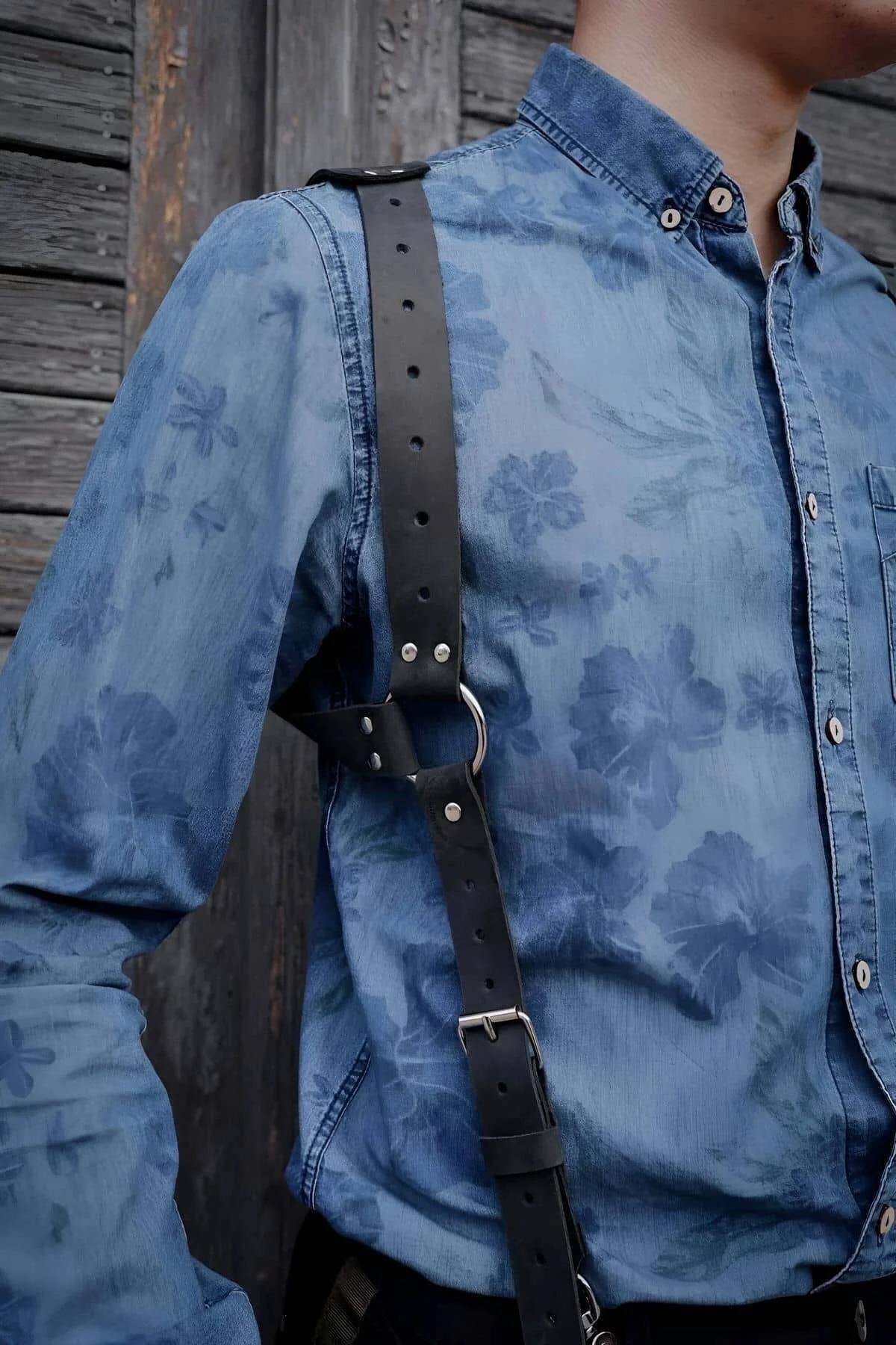 Men's Leather Harness Adjustable Body Strap for Style
