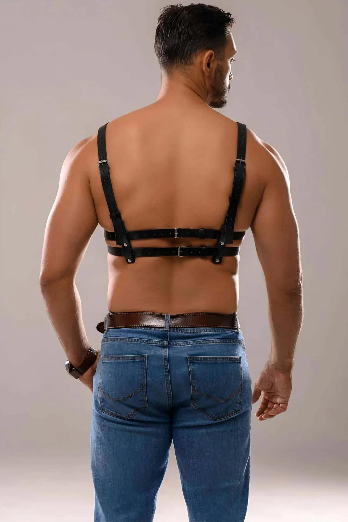 Men's Leather Chest Harness - Adjustable Fashion Accessory