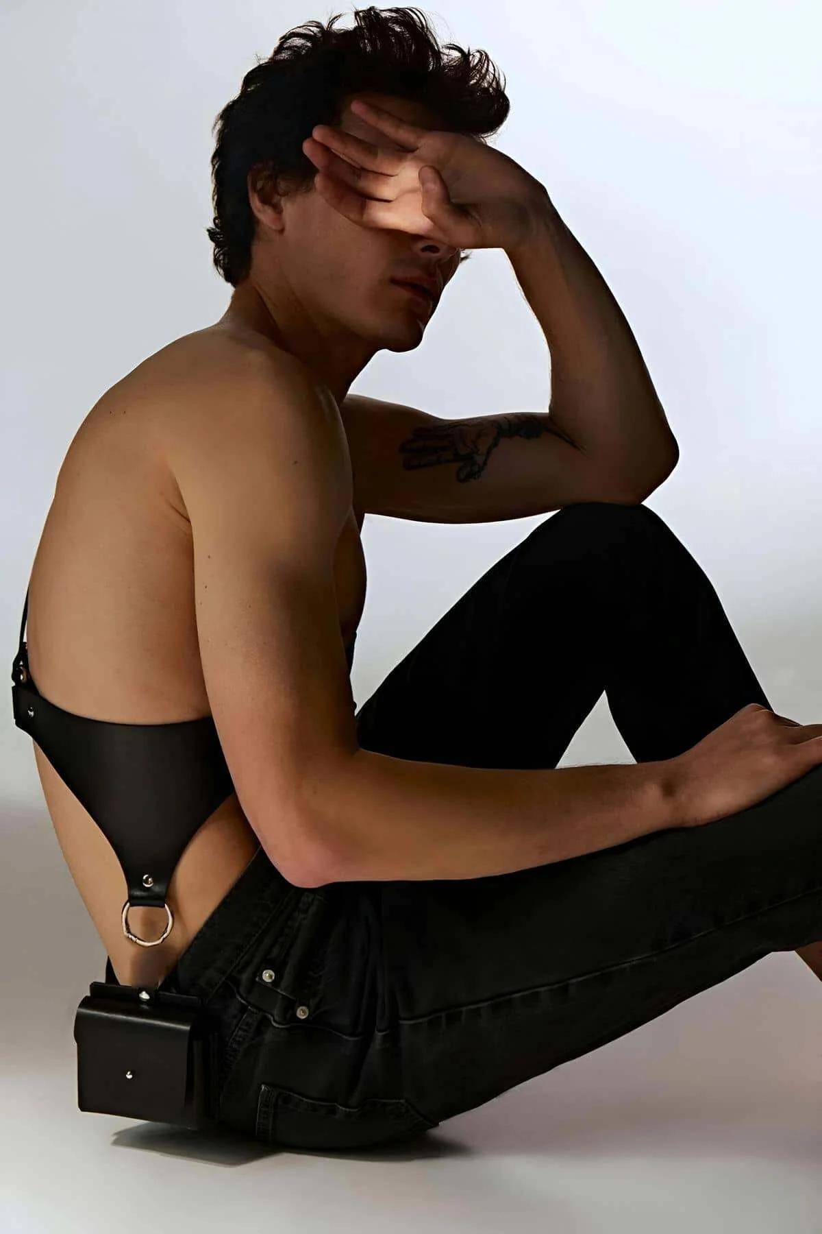 Men's Leather Chest Harness - Adjustable Fashion Accessory