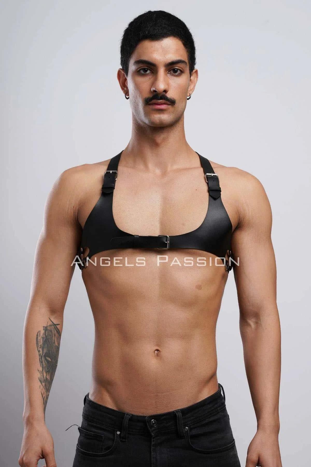 Mens Leather Chest Harness - Adjustable Fit & Durable Style