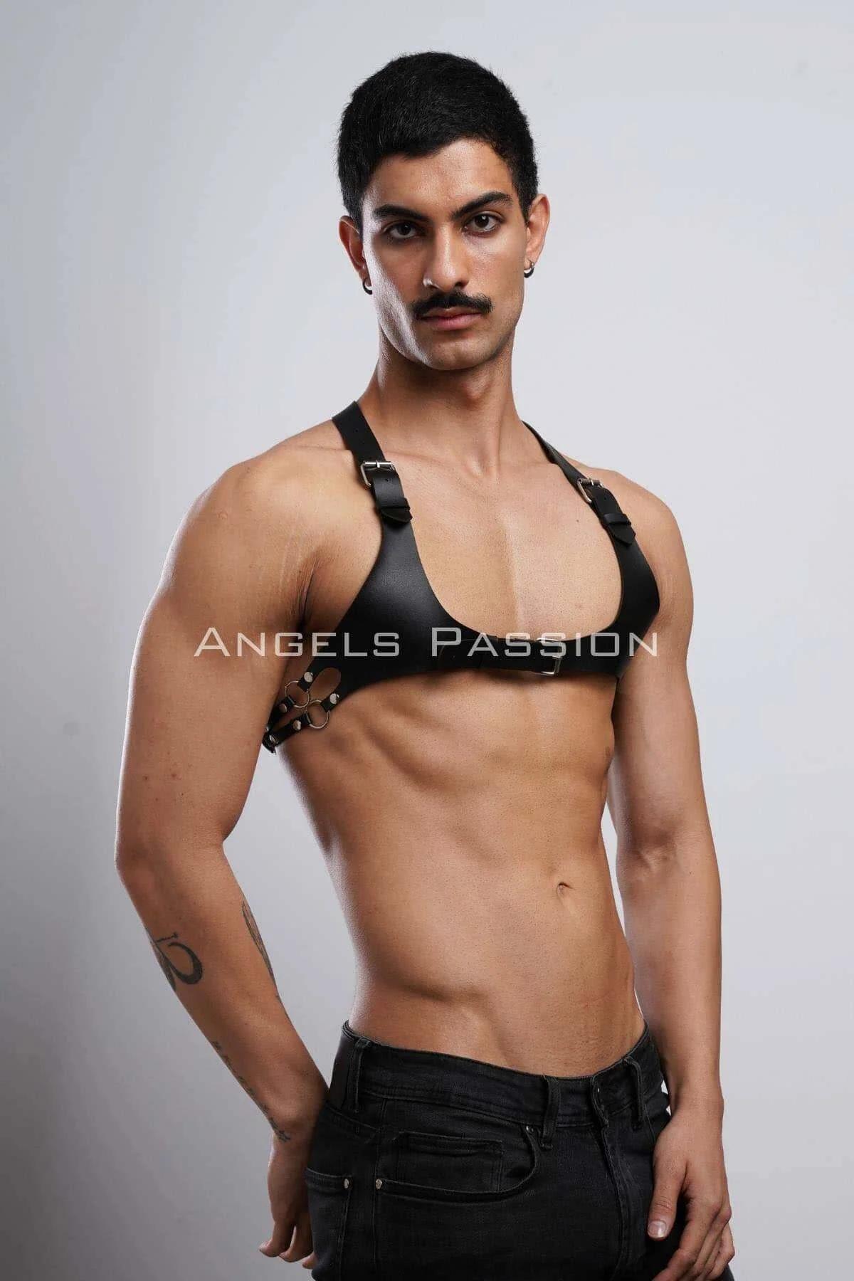 Mens Leather Chest Harness - Adjustable Fit & Durable Style