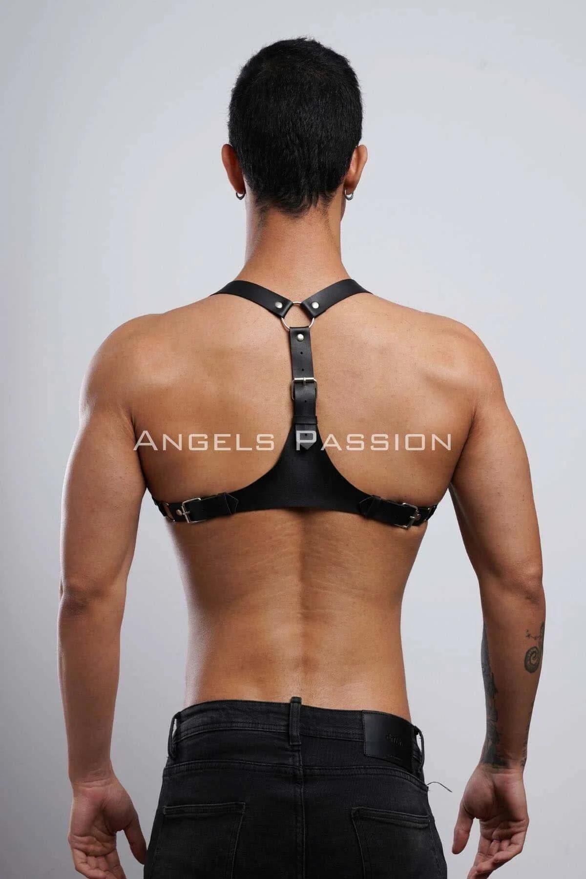 Mens Leather Chest Harness - Adjustable Fit & Durable Style