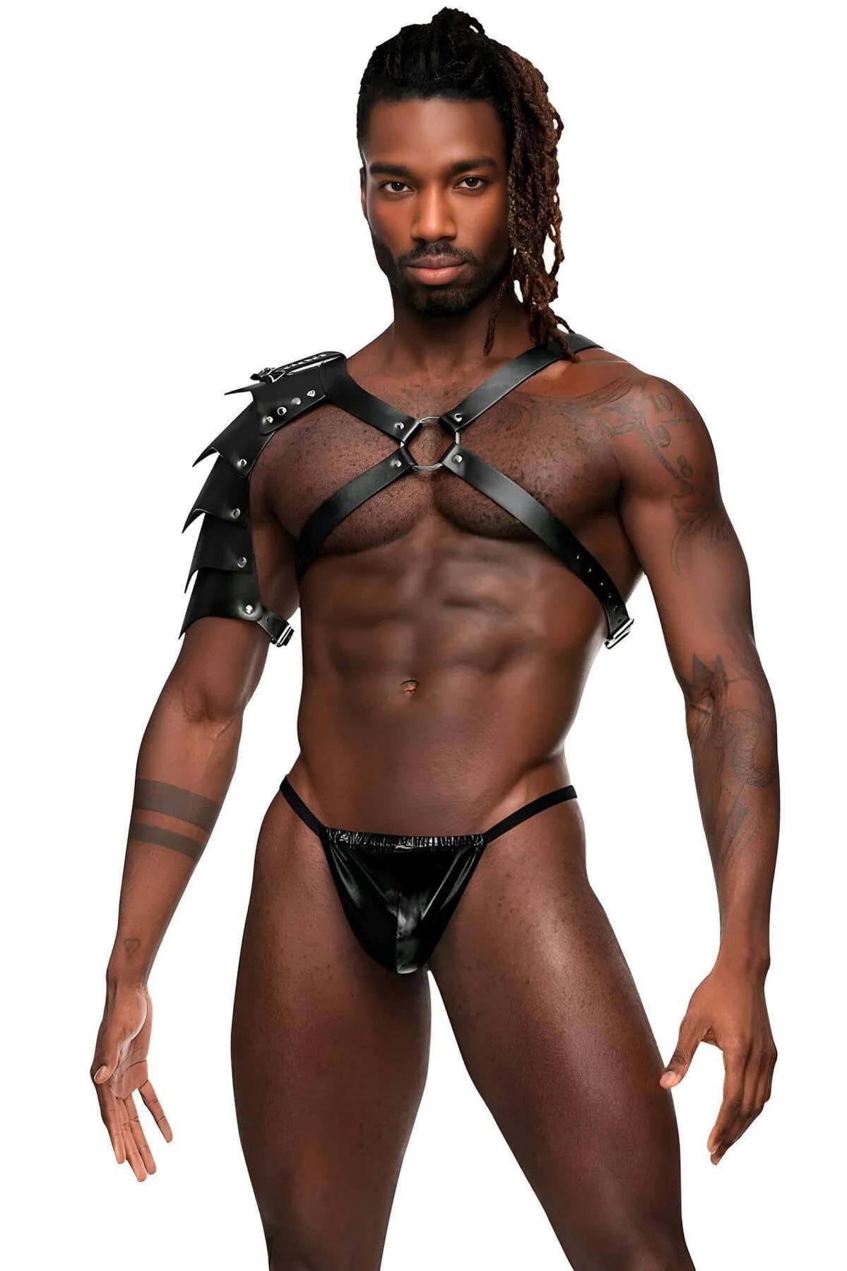 Mens Gladiator Leather Shoulder Harness - Adjustable Style