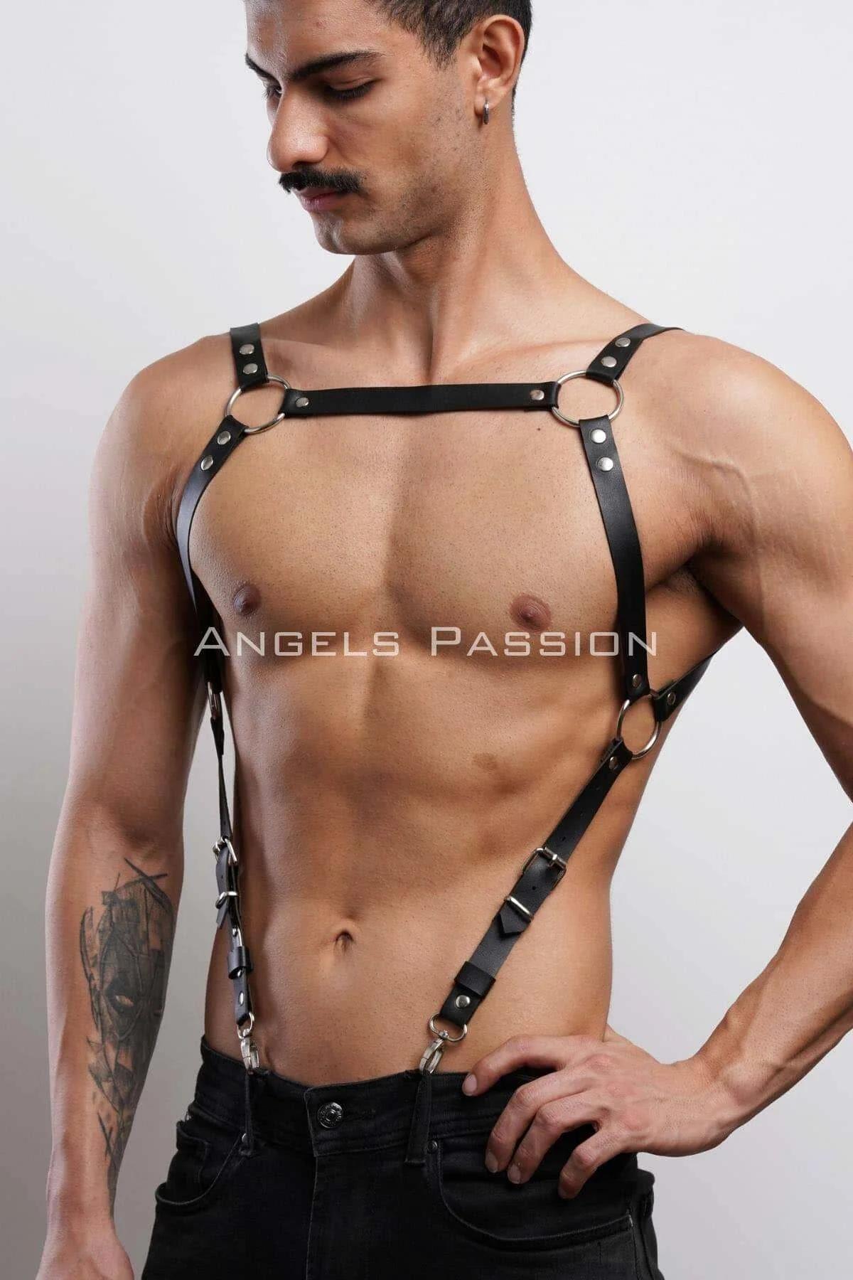 Mens Leather Harness - Adjustable Chest Body Straps