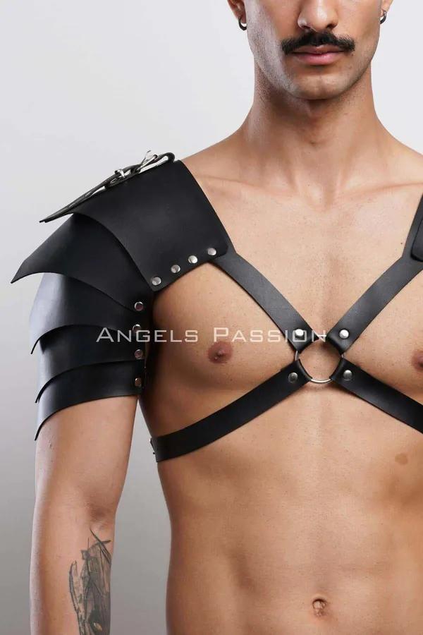 Black Faux Leather Shoulder Armor Harness