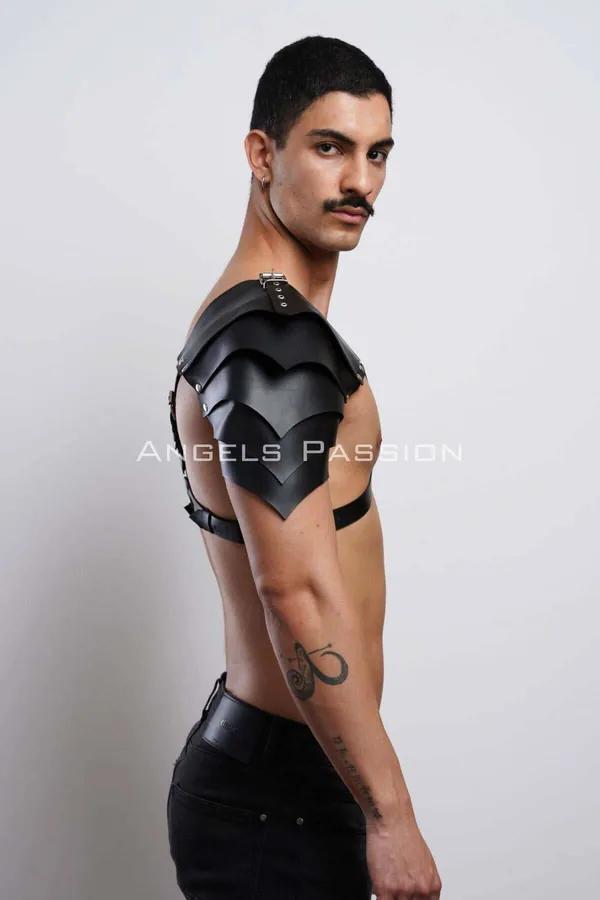 Black Faux Leather Shoulder Armor Harness