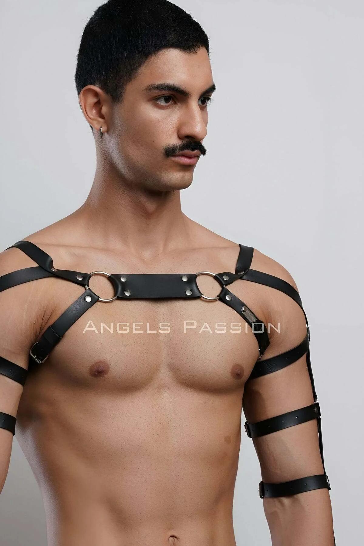 Men's Adjustable Leather Chest Arm Harness